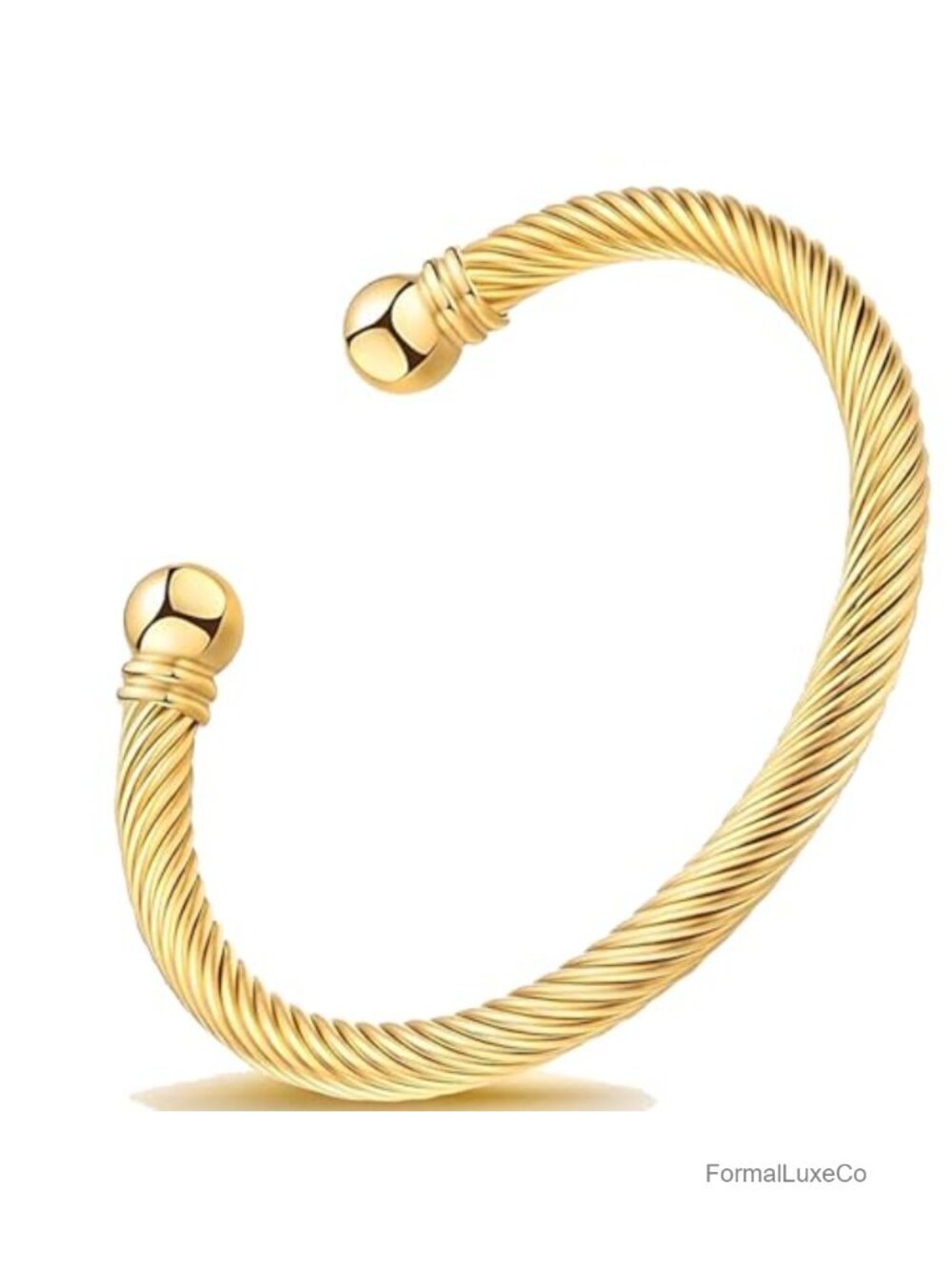 Stainless Steel Twisted Cable Wire Adjustable Cuff Bangle Bracelet